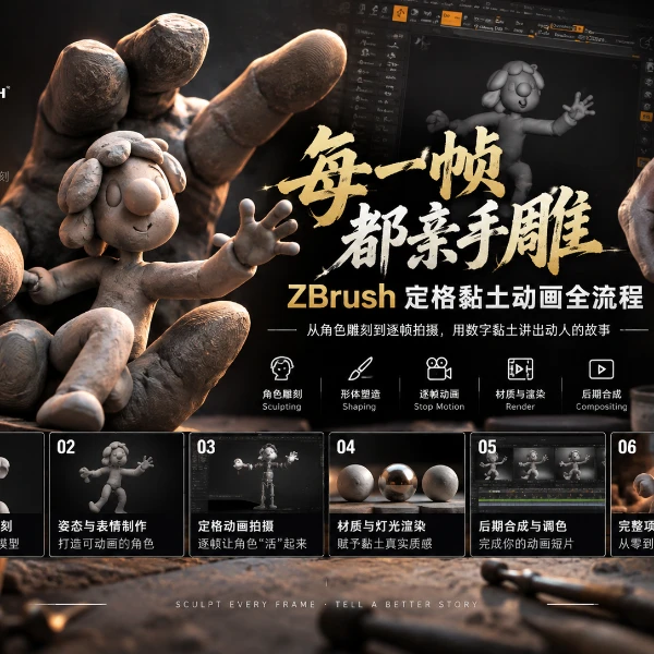 每一帧都亲手雕：ZBrush 定格黏土动画全流程