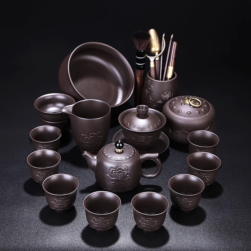 紫砂功夫茶具套装家用整套高档紫砂茶壶办公室中式轻奢茶杯小套装