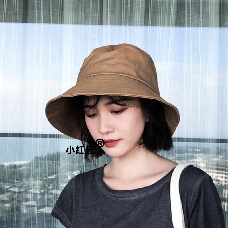 鱼夫女帽渔夫帽户外遮阳帽大檐夏季防晒帽子纯色渔夫帽遮阳盆帽