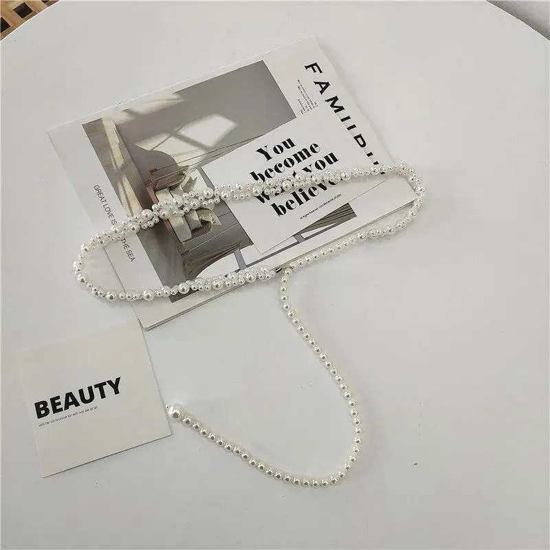 连衣裙外衣腰带女细韩国时尚珍珠腰链配裙子夏简约百搭双排串珠