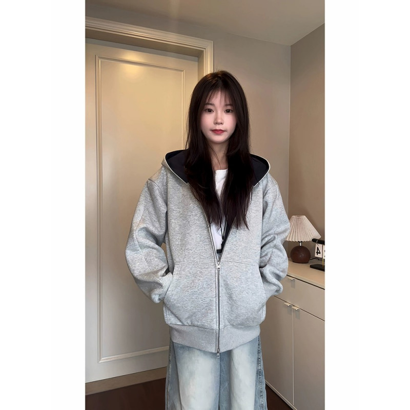 隐藏多口袋重磅撞色硬挺卫衣男春季秋冬高级感连帽开衫外套