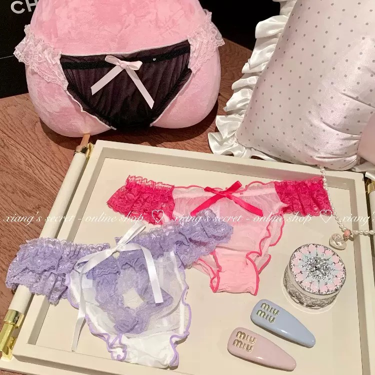 新款多巴胺撞色蕾丝低腰内裤女