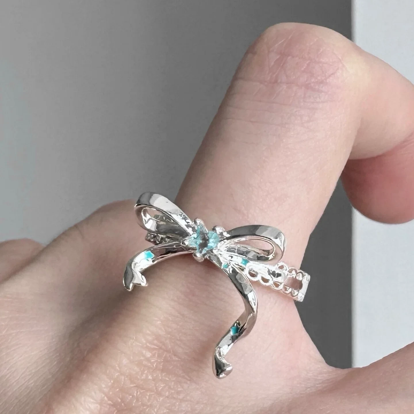 Jewelry Codex设计师款 蝴蝶结锆石蕾丝边指环精致法式温柔戒指