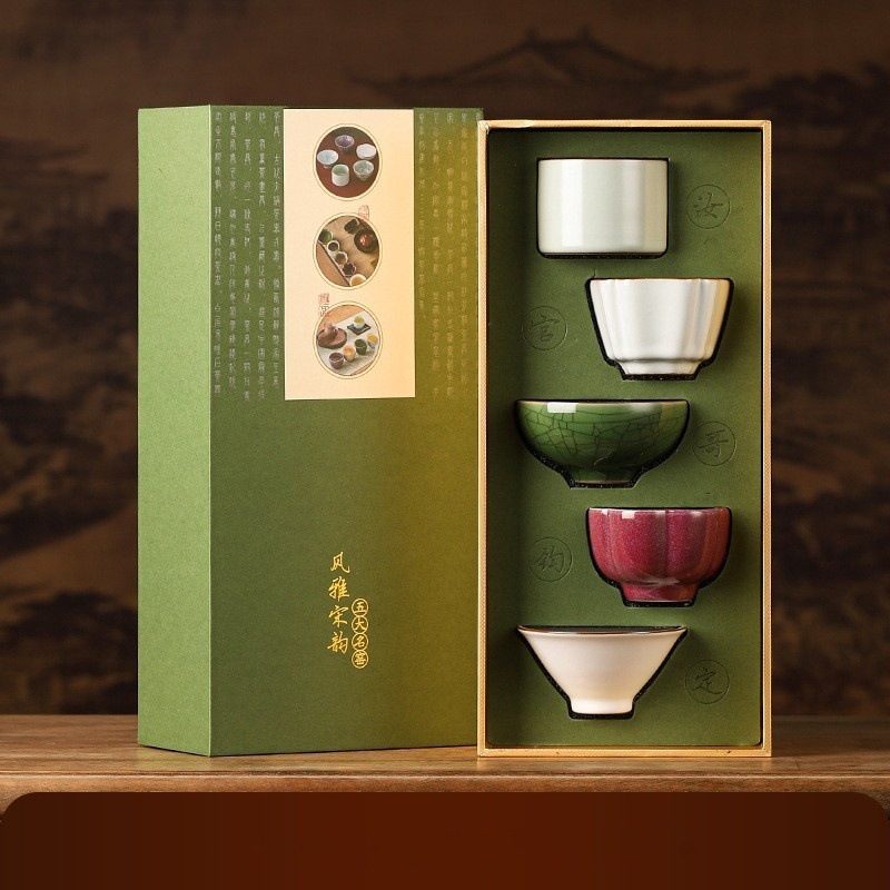 宋代美学五大名窑茶杯功夫茶具套装陶瓷主人杯礼盒新中式伴手礼品