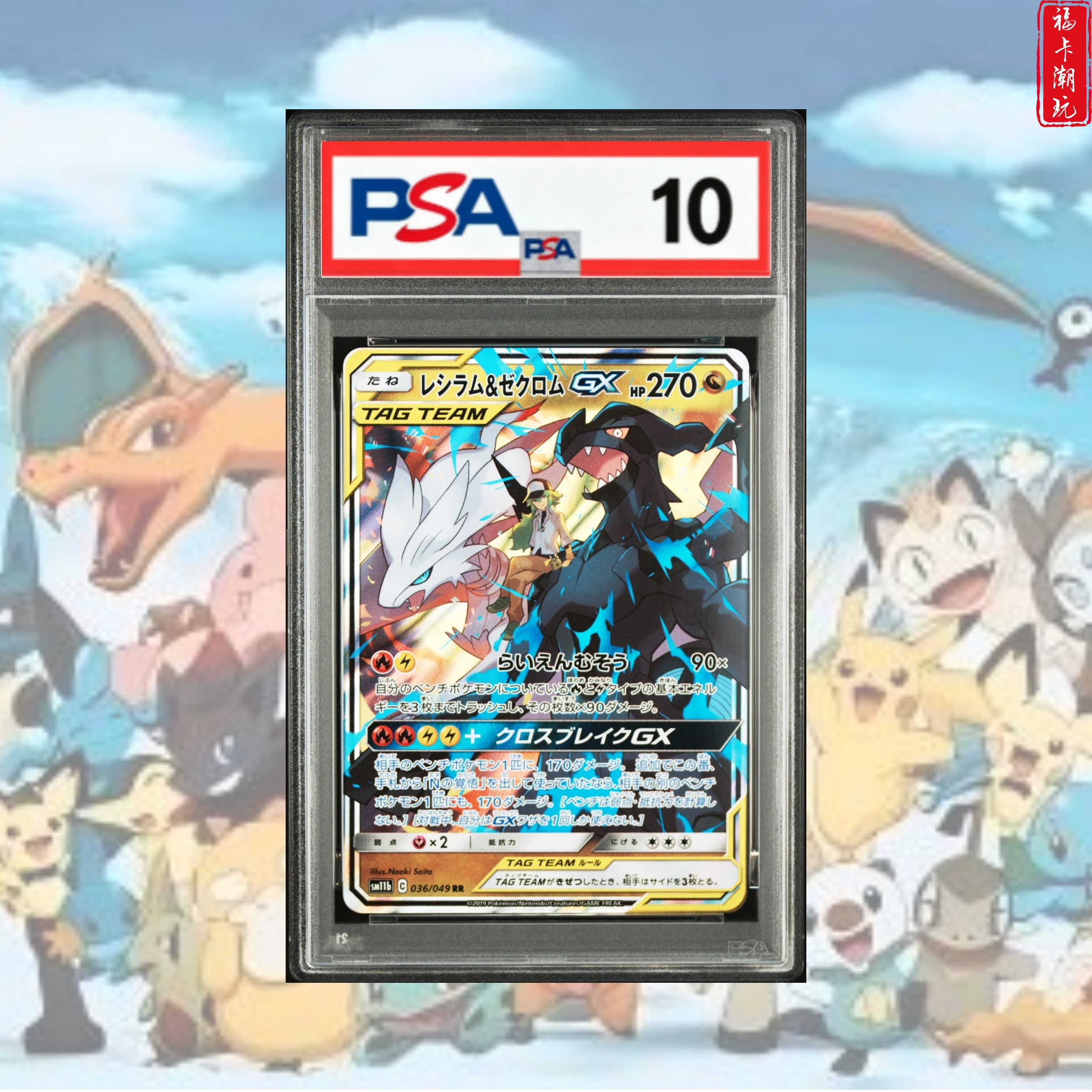 PSA10 TT边莱希拉姆&捷克罗姆GX RR 日版宝可梦卡牌 惊喜赏子品
