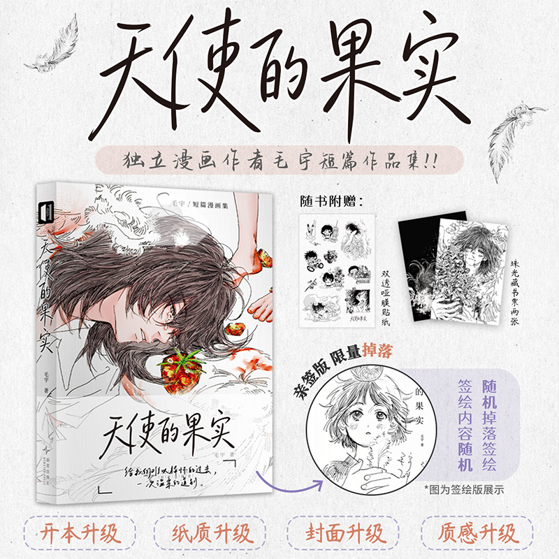 次元书馆《天使的果实》新版 毛宇著 黑白漫画 青春 短篇 原创 成长治愈 疗愈 温暖 细腻 酸涩 情感