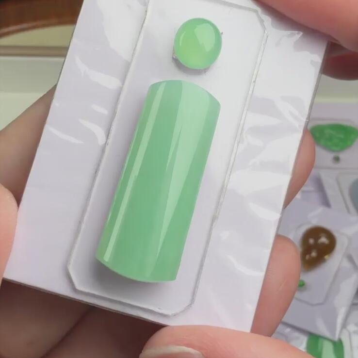 406---翡翠饰品无事柱（包银镶嵌）