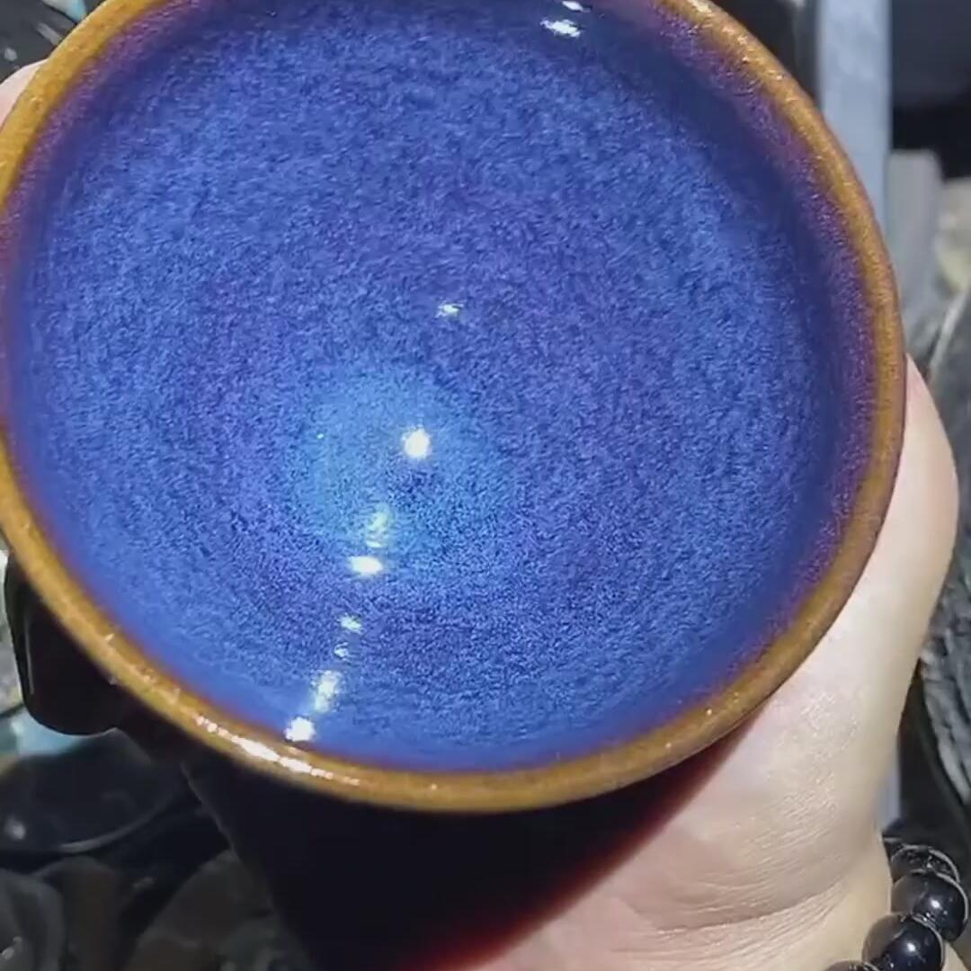 建盏回蓝茶盏=D0023