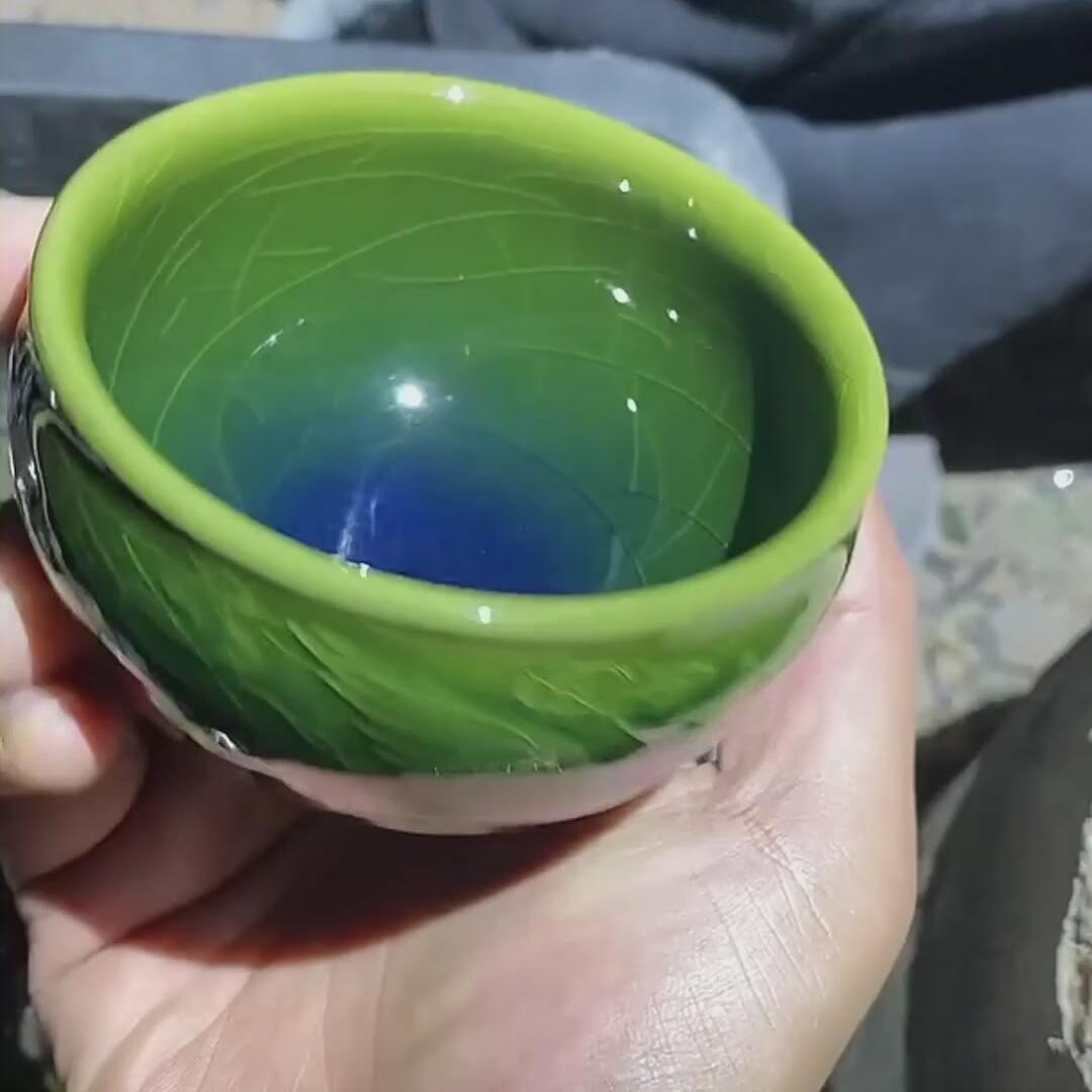 建盏绿龙凤盏=D0050