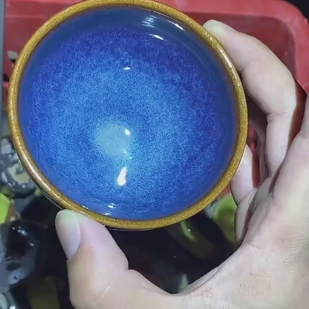 建盏回蓝茶盏=D0023