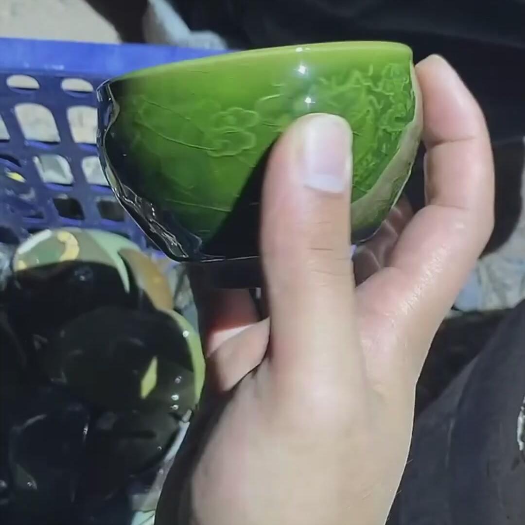 建盏绿龙凤盏=D0050