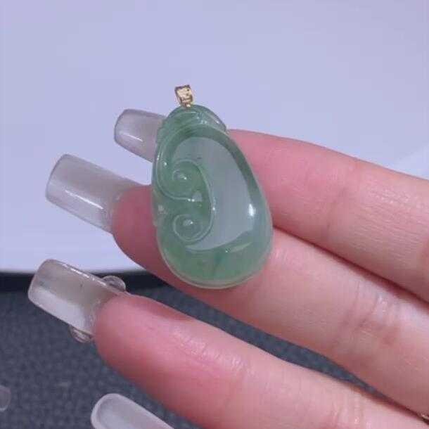 哈轩 翡翠 18k金 挂件1