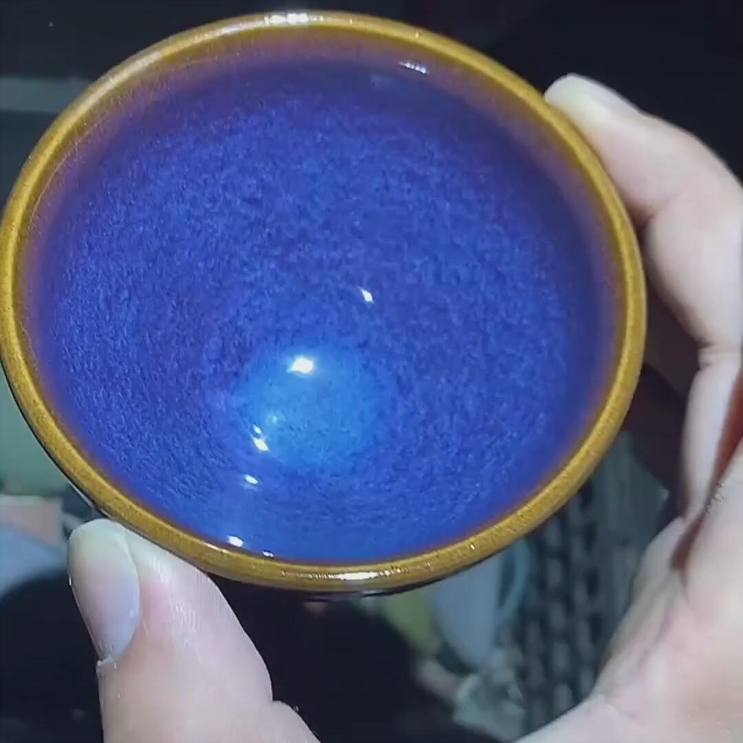 建盏回蓝茶盏=D0023