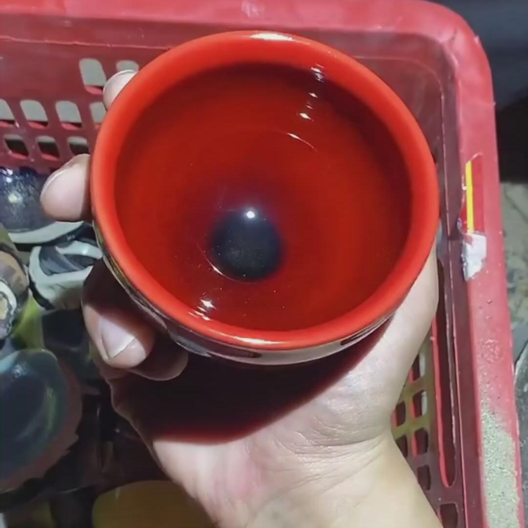 建盏红龙凤盏=D0049