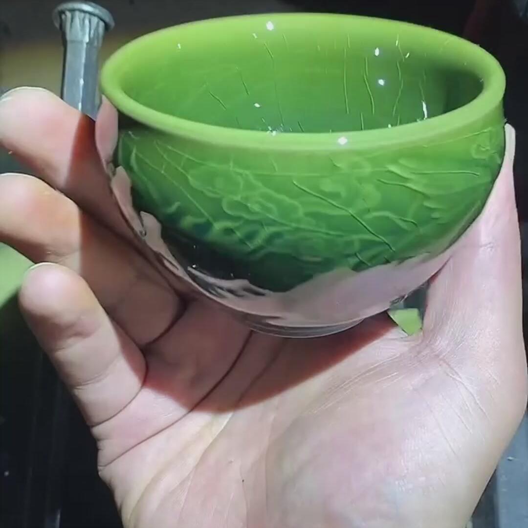 建盏绿龙凤盏=D0050