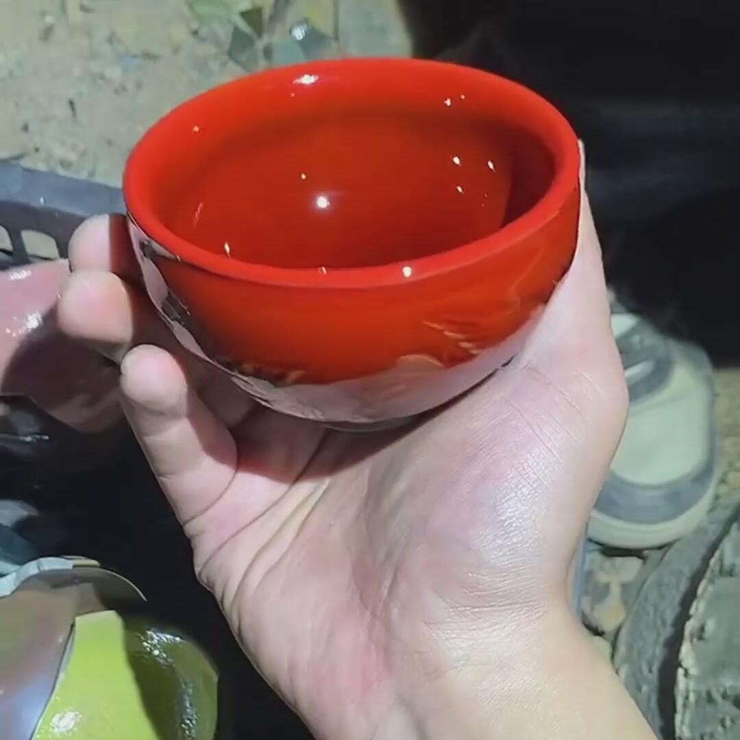 建盏红龙凤盏=D0049