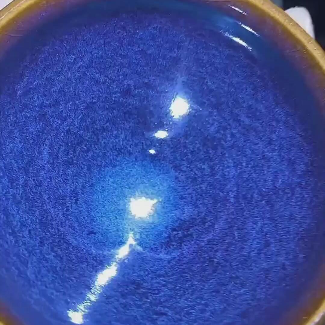 建盏回蓝茶盏=D0023