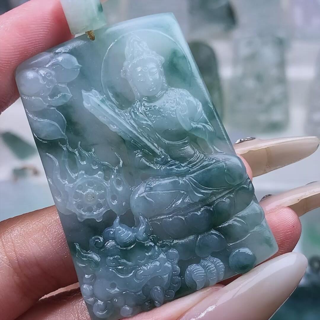 120--翡翠 毛货 文殊菩萨 生肖兔守护神