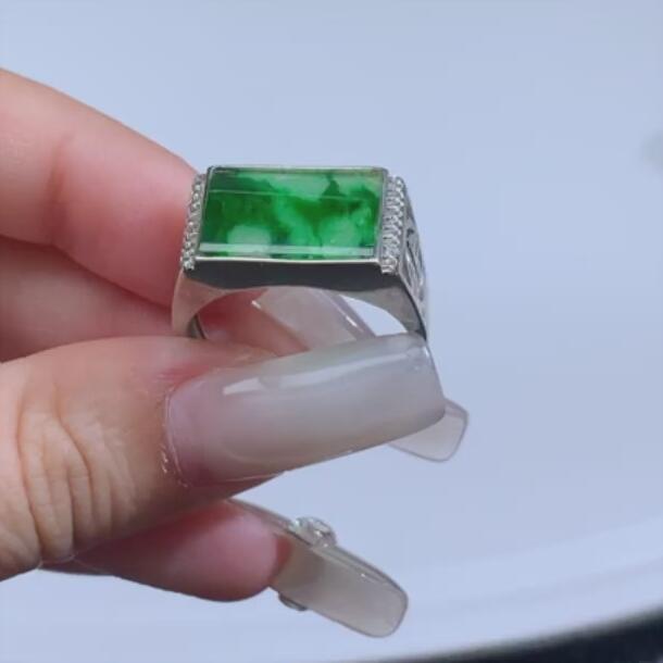 哈轩 翡翠 S925银镶嵌 开口戒1