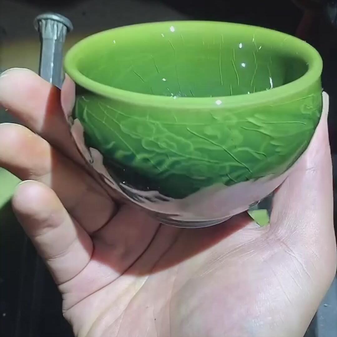 建盏绿龙凤盏=D0050