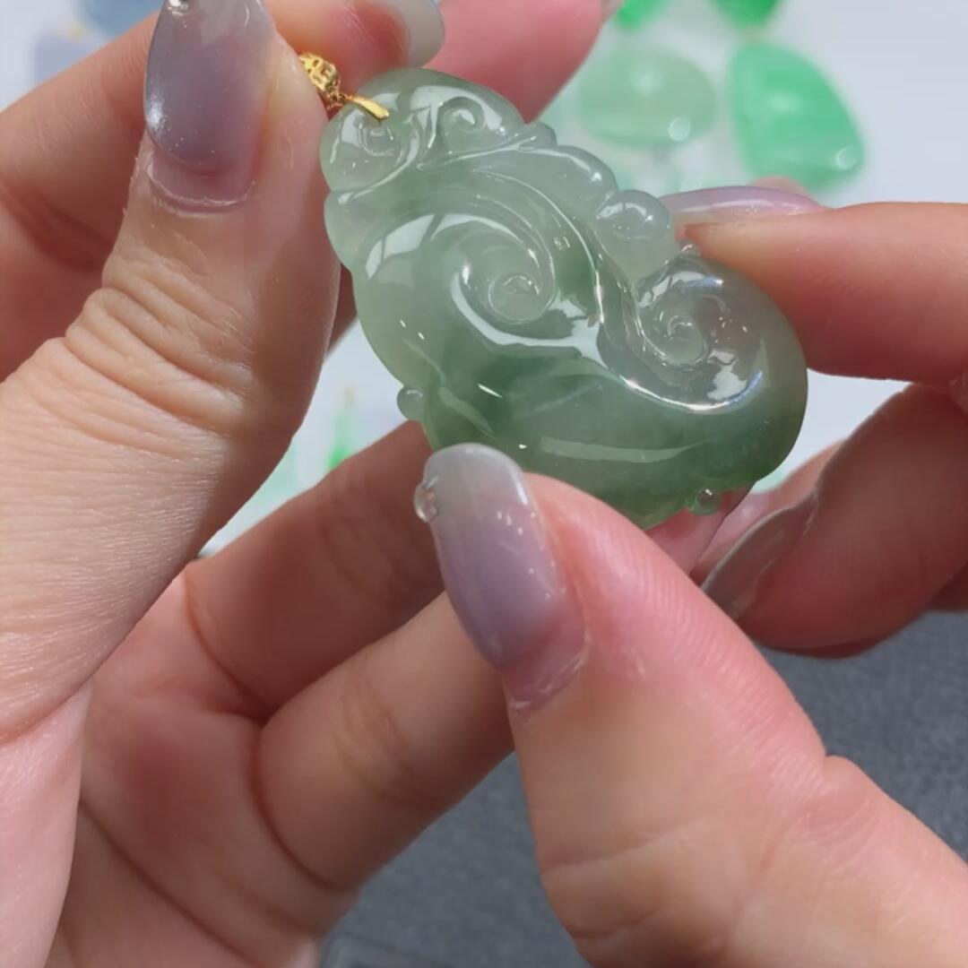 哈轩 翡翠 18k金 挂件1