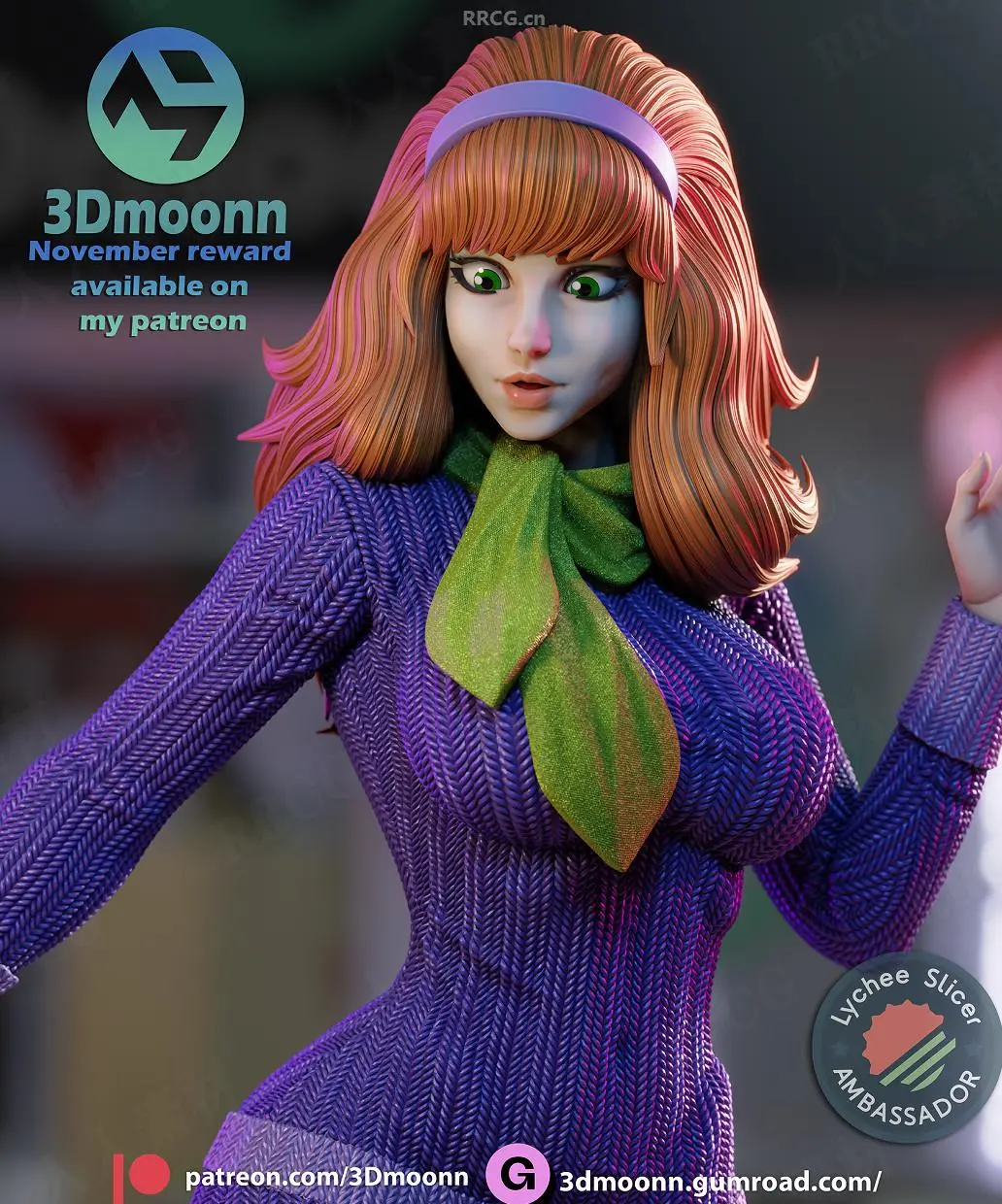 戴夫妮daphne《史酷比狗》动画角色雕刻手办3d打印模型