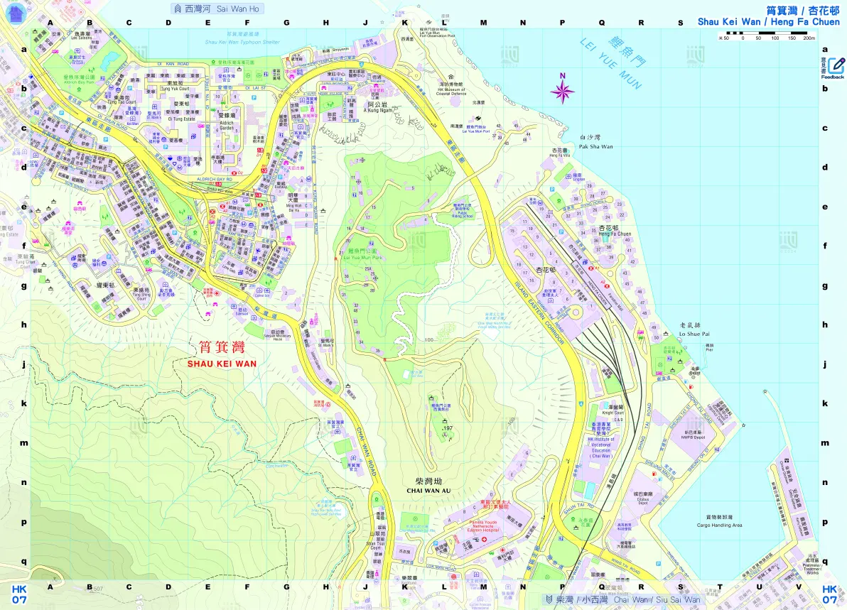 香港特别行政区(中西,湾仔,东,南区)行政区划超级详细全要素地理地图