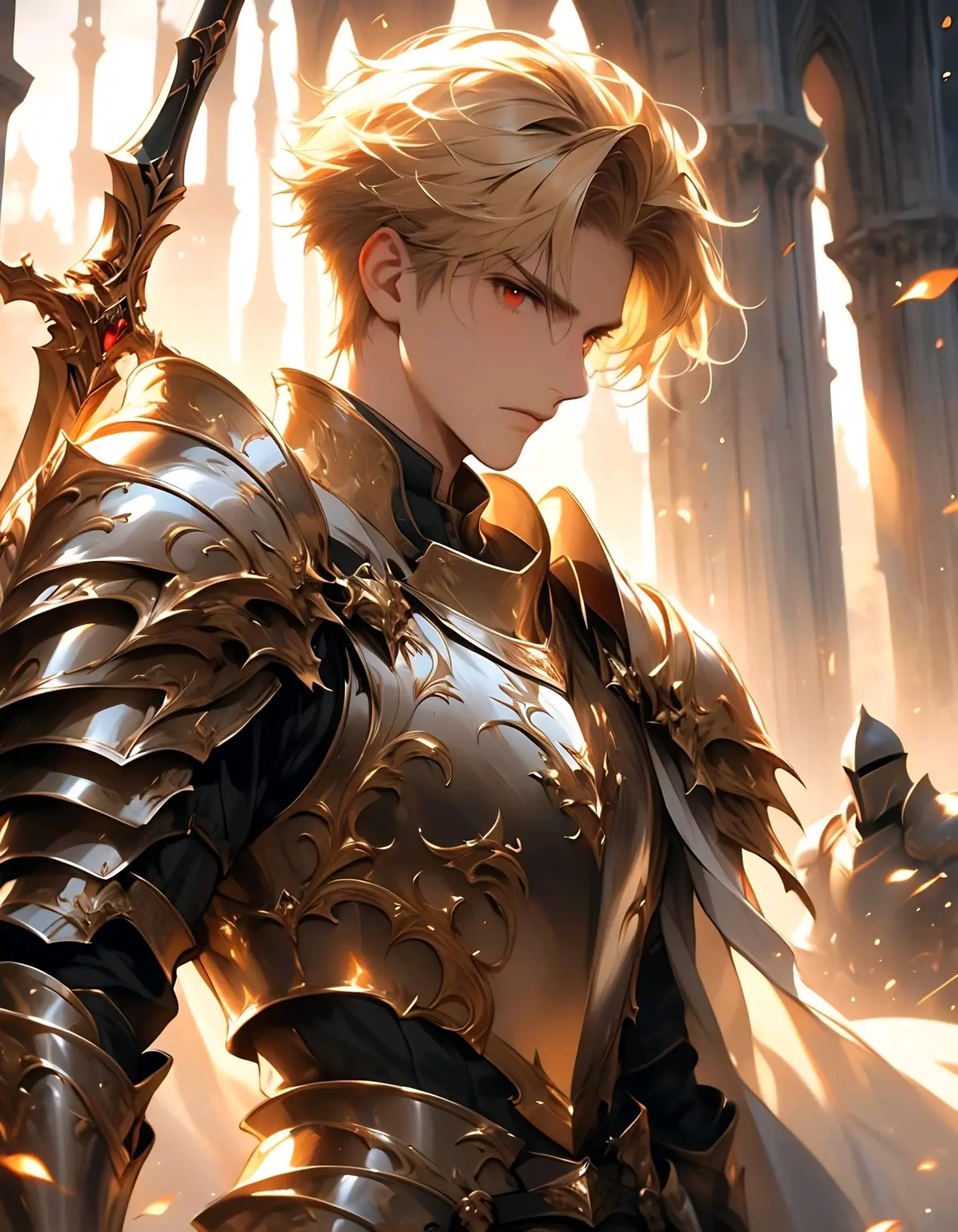 ai绘画,ai画的金发红眼男子.2025年5月12日