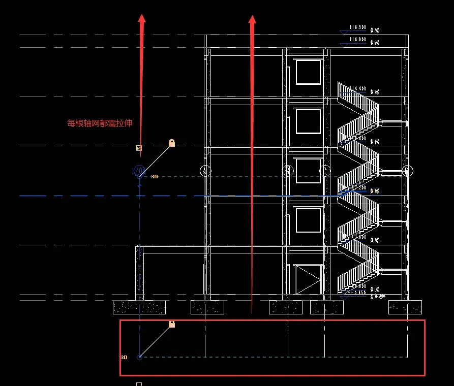 轴网在不同楼层的显示问题