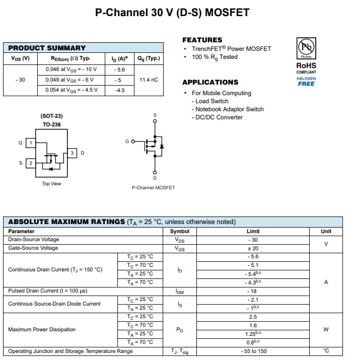 IRLML5203TRPBF场效应管：规格参数、工作原理与应用电路全解析 - 哔哩哔哩