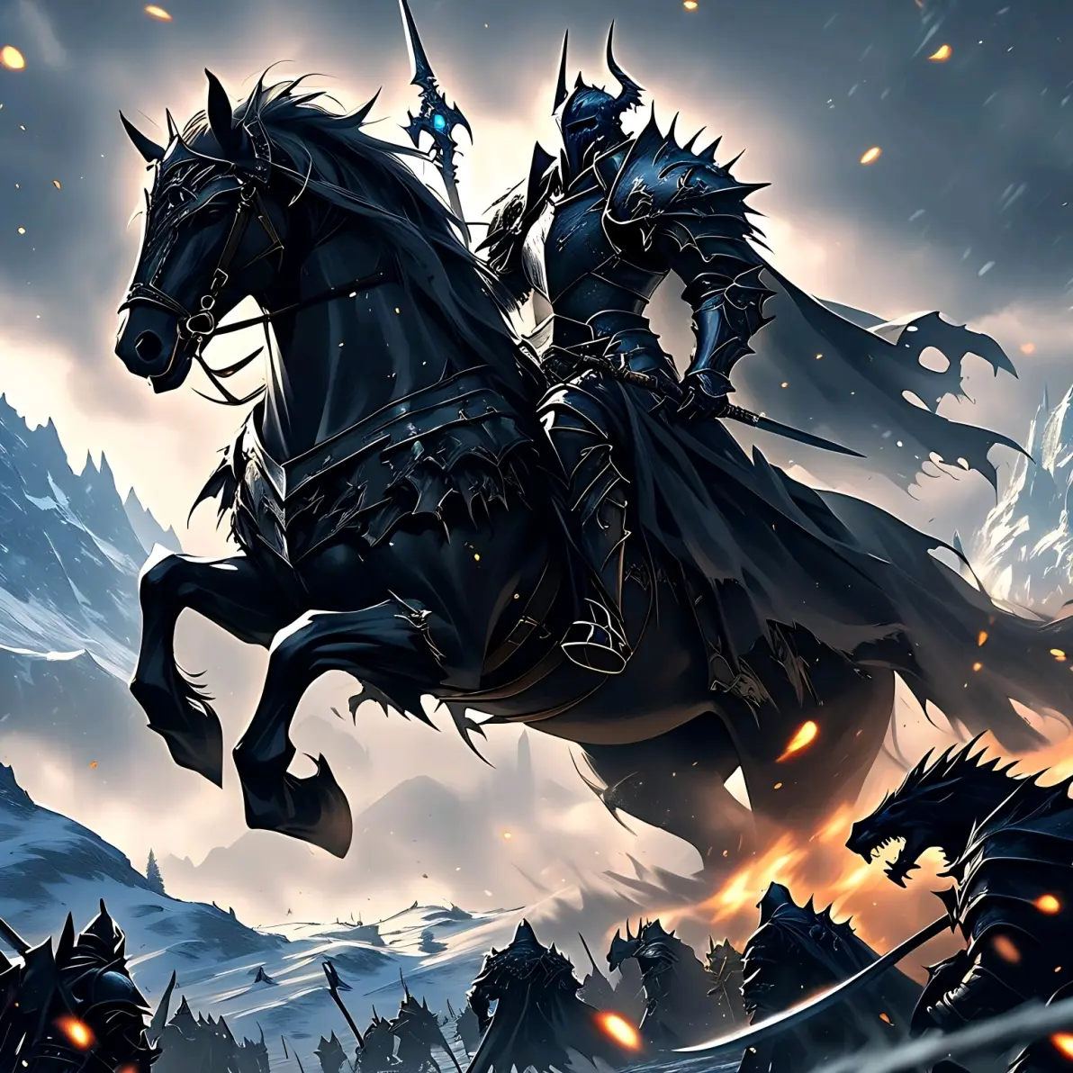 ai绘画ai画的黑色的骑士骑马2024年8月13日