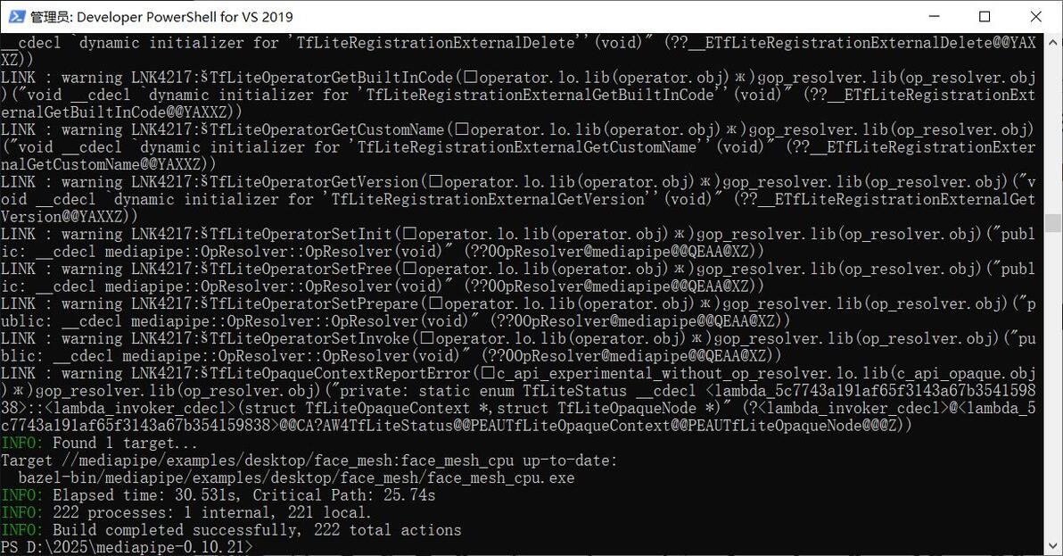 Mediapipe c windows10 vs2019 