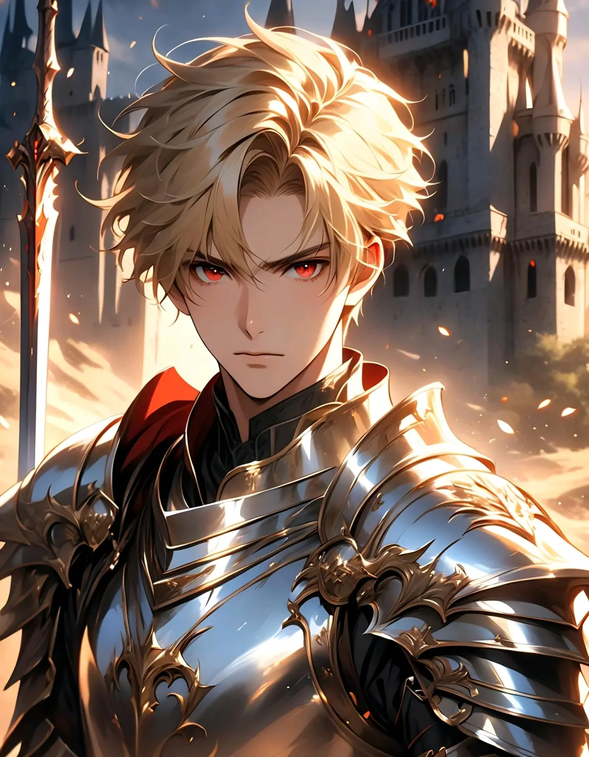 ai绘画,ai画的金发红眼男子.2025年5月12日