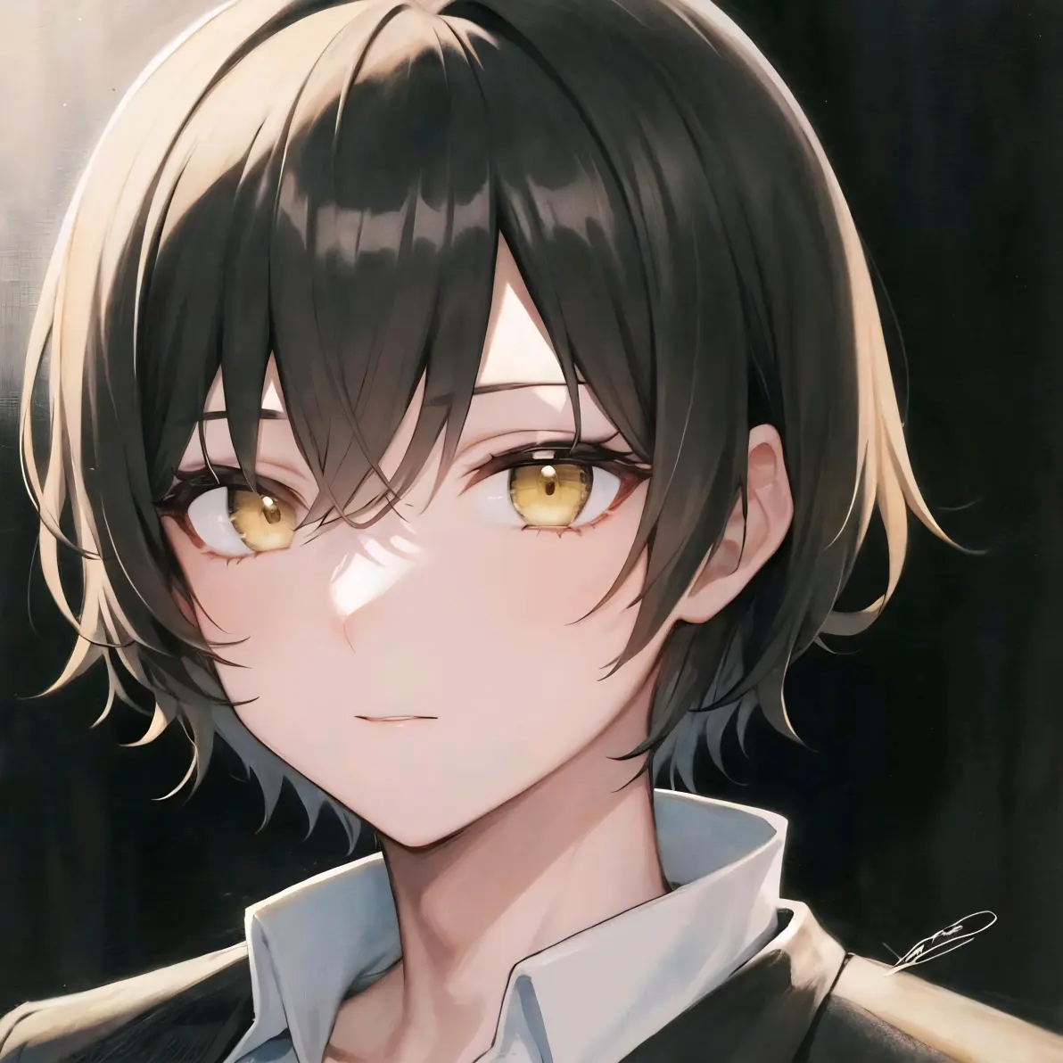 ai绘画,ai画的黑发金瞳男子头像.2024年6月9日