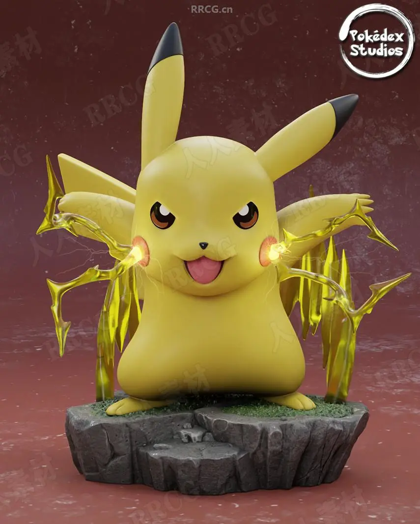 皮卡丘pikachu《宝可梦》动漫角色雕刻手办3d打印模型
