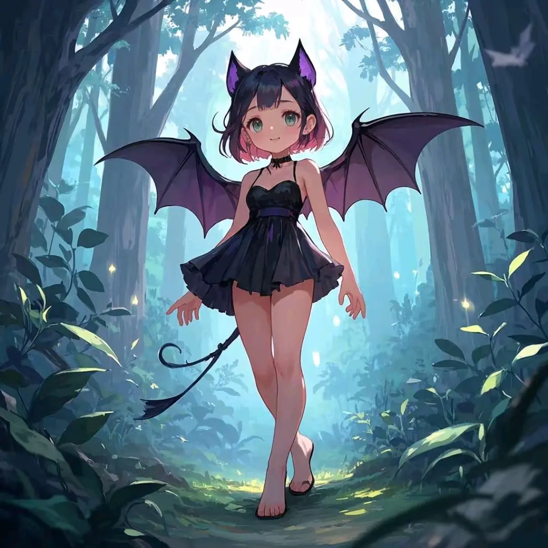 ai生成画(蝙蝠少女)
