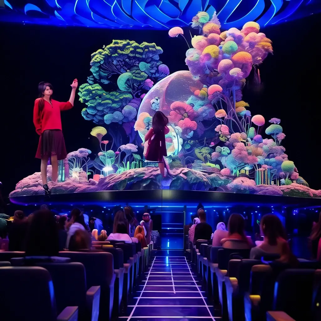 比如,在音乐演唱会中,全息投影技术可以将歌手的形象呈现在舞台上,让