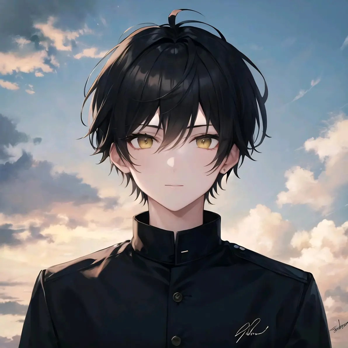 ai绘画,ai画的黑发金瞳男子头像.2024年6月9日