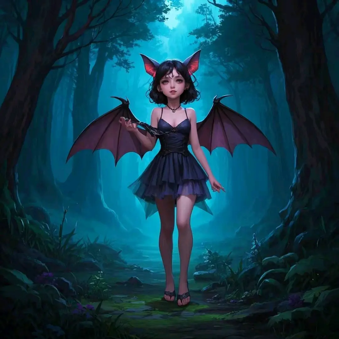 ai生成画(蝙蝠少女)