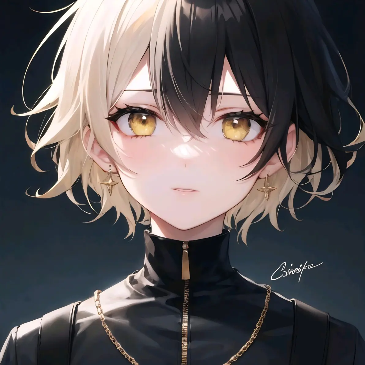 ai绘画,ai画的黑发金瞳男子头像.2024年6月9日