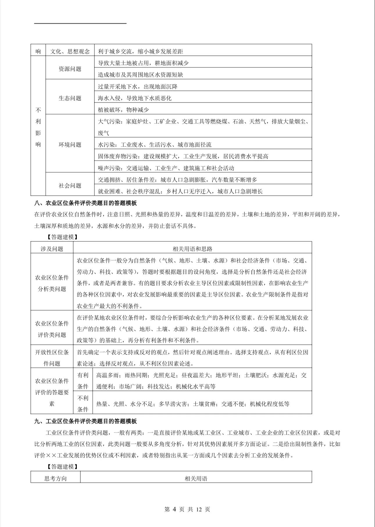高考地理简答题专项（特征描述/原因分析/措施建议）的简单介绍