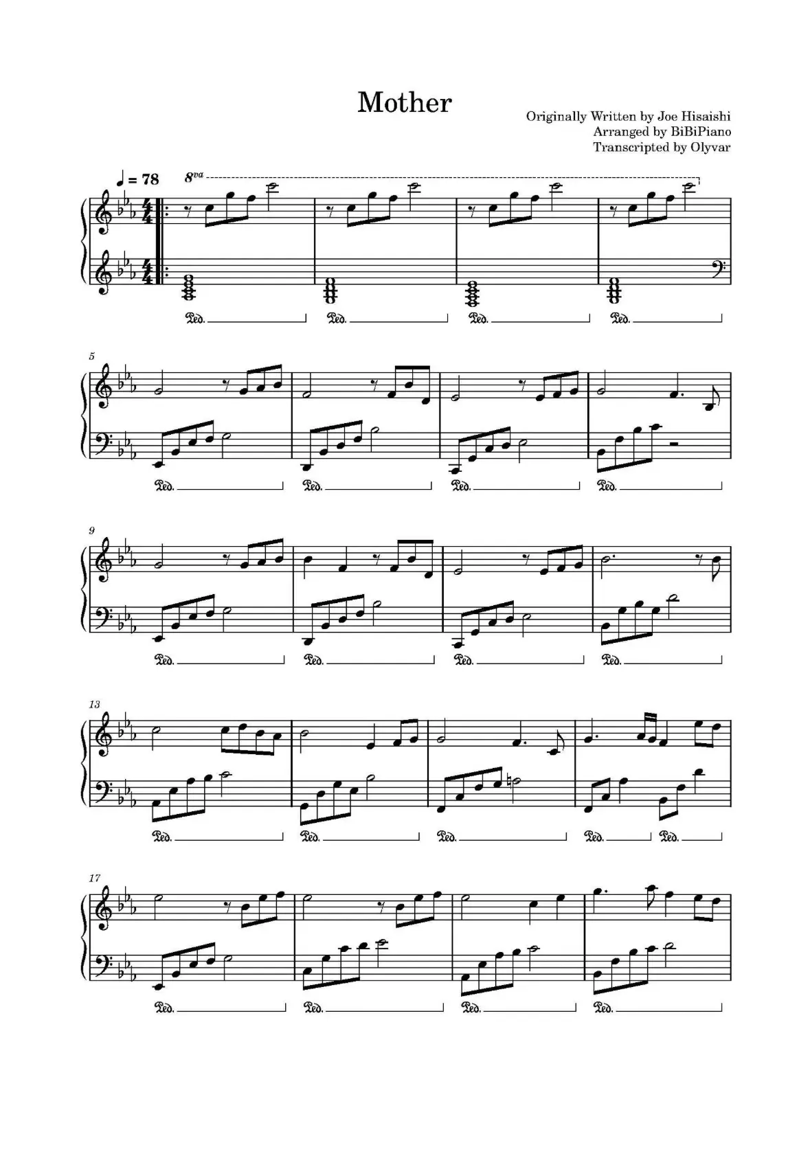 钢琴谱《mother》