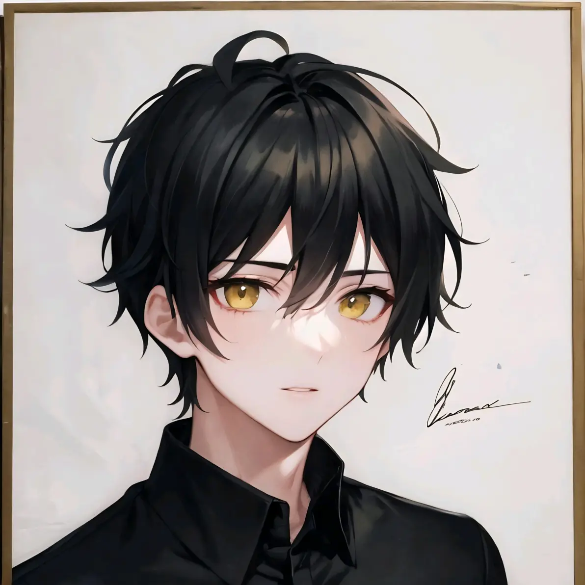 ai绘画,ai画的黑发金瞳男子头像.2024年6月9日