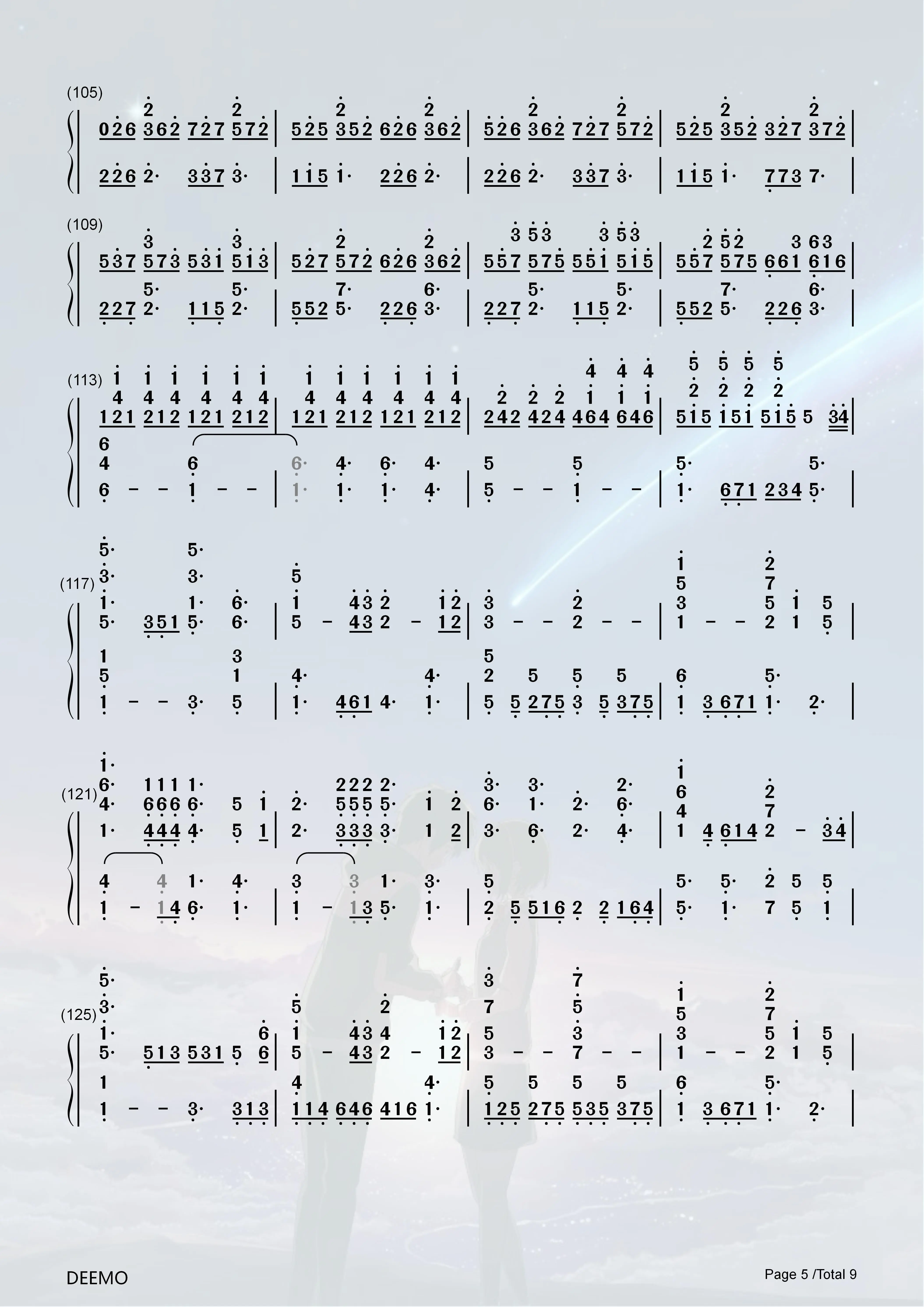 《火花》风物之诗琴 简谱/键盘谱