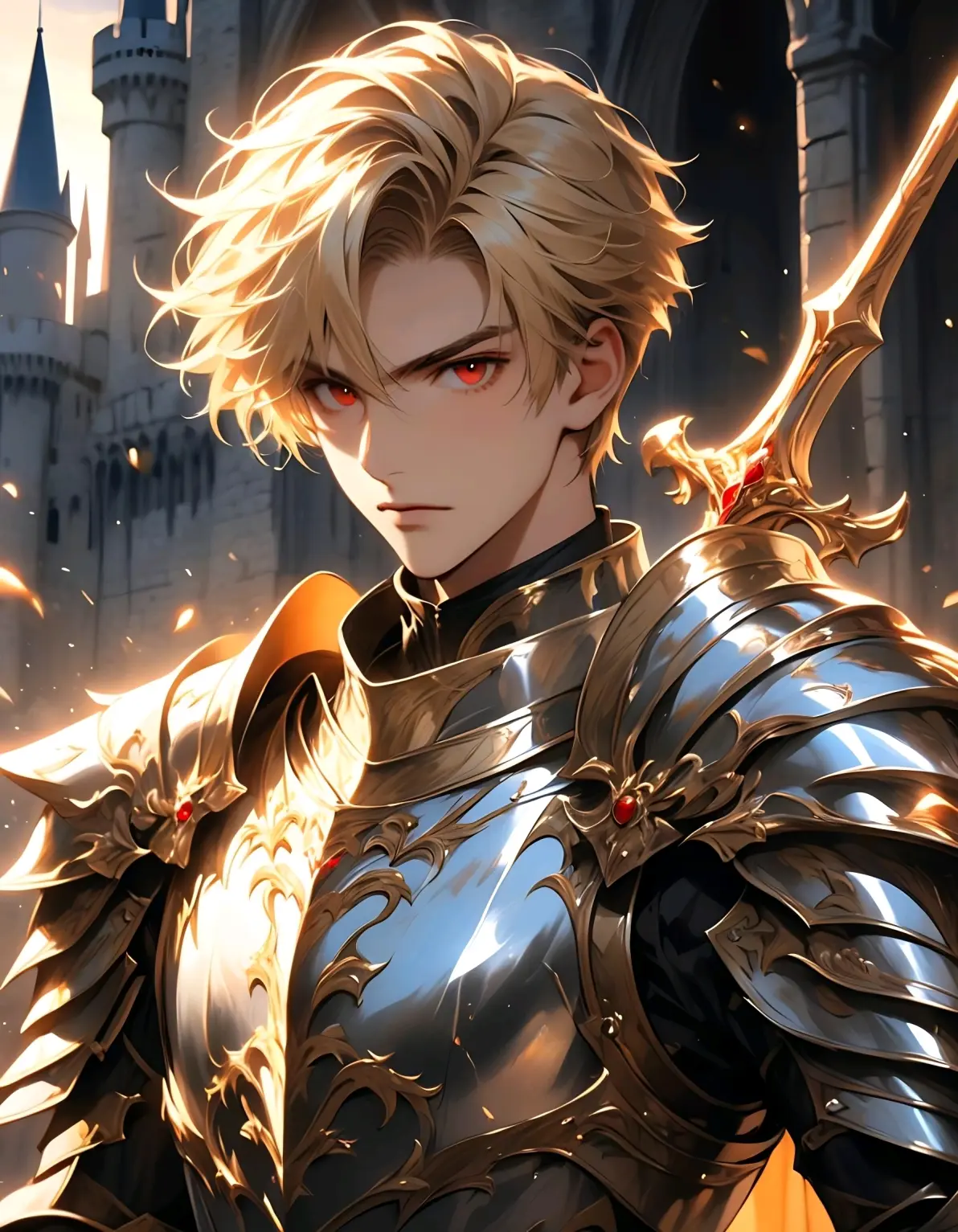 ai绘画,ai画的金发红眼男子.2025年5月12日