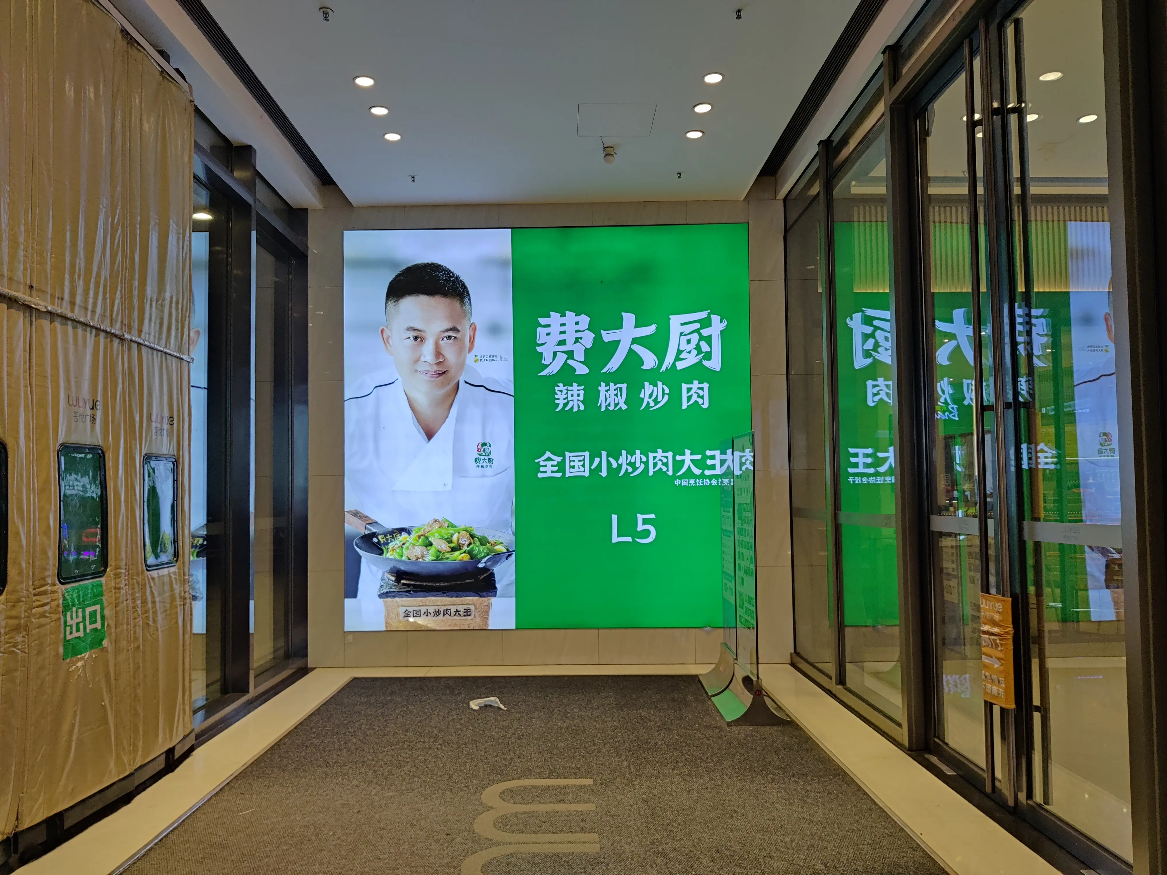 我从商场一楼走到五楼专门留意了下,发现费大厨非常爱打广告,我想这是