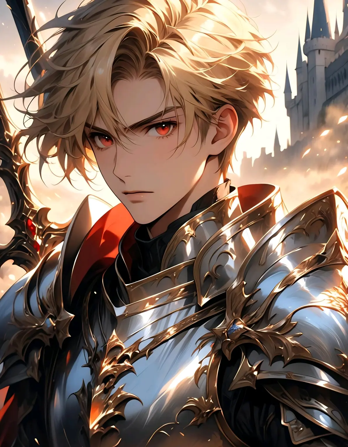 ai绘画,ai画的金发红眼男子.2025年5月12日