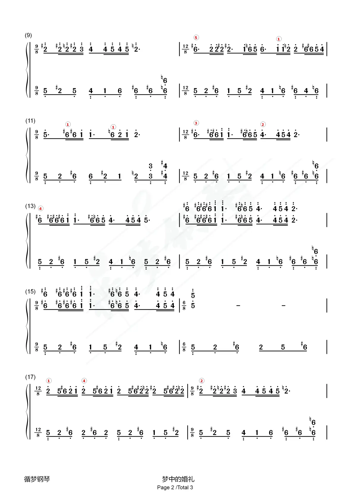 梦中的婚礼钢琴双手简谱五线谱原调版