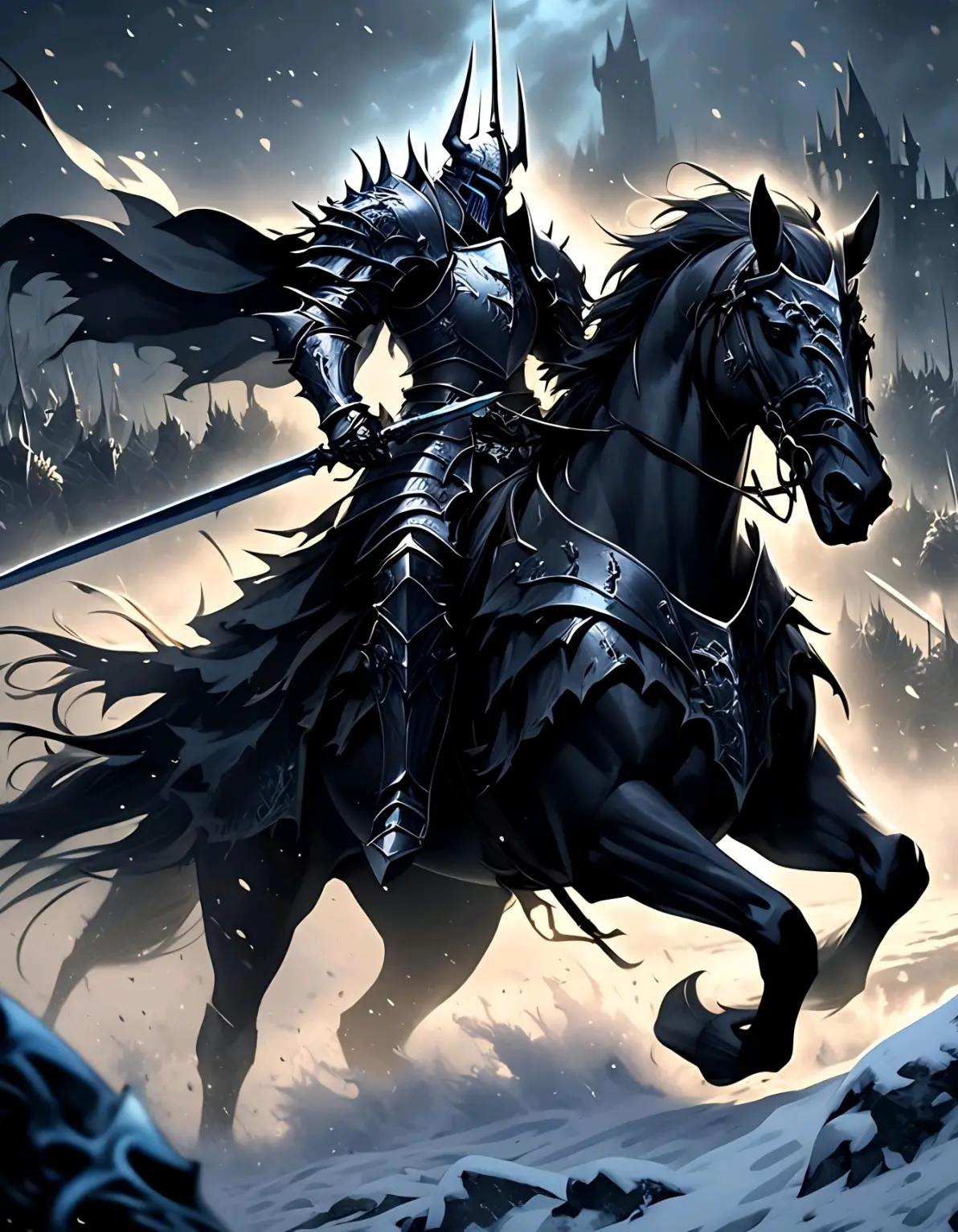 ai绘画ai画的黑色的骑士骑马2024年8月13日