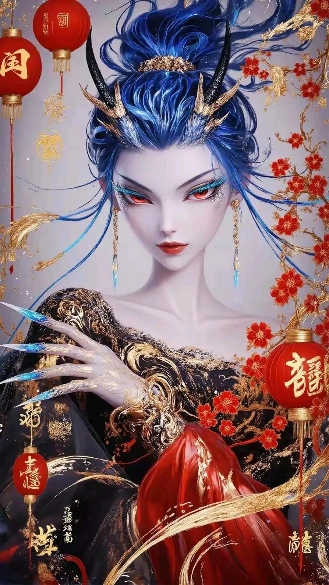 哪吒2—敖闰国风+邪魅高清壁纸 - 哔哩哔哩